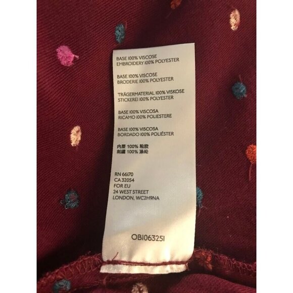 ANTHROPOLOGIE MAEVE Dottie Top Blouse Size Medium Burgundy Embroidered Polka Dot - Picture 9 of 9